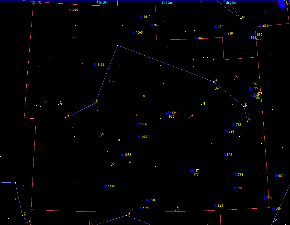 Oggetti di Herschel 2500 nella costellazione Aries