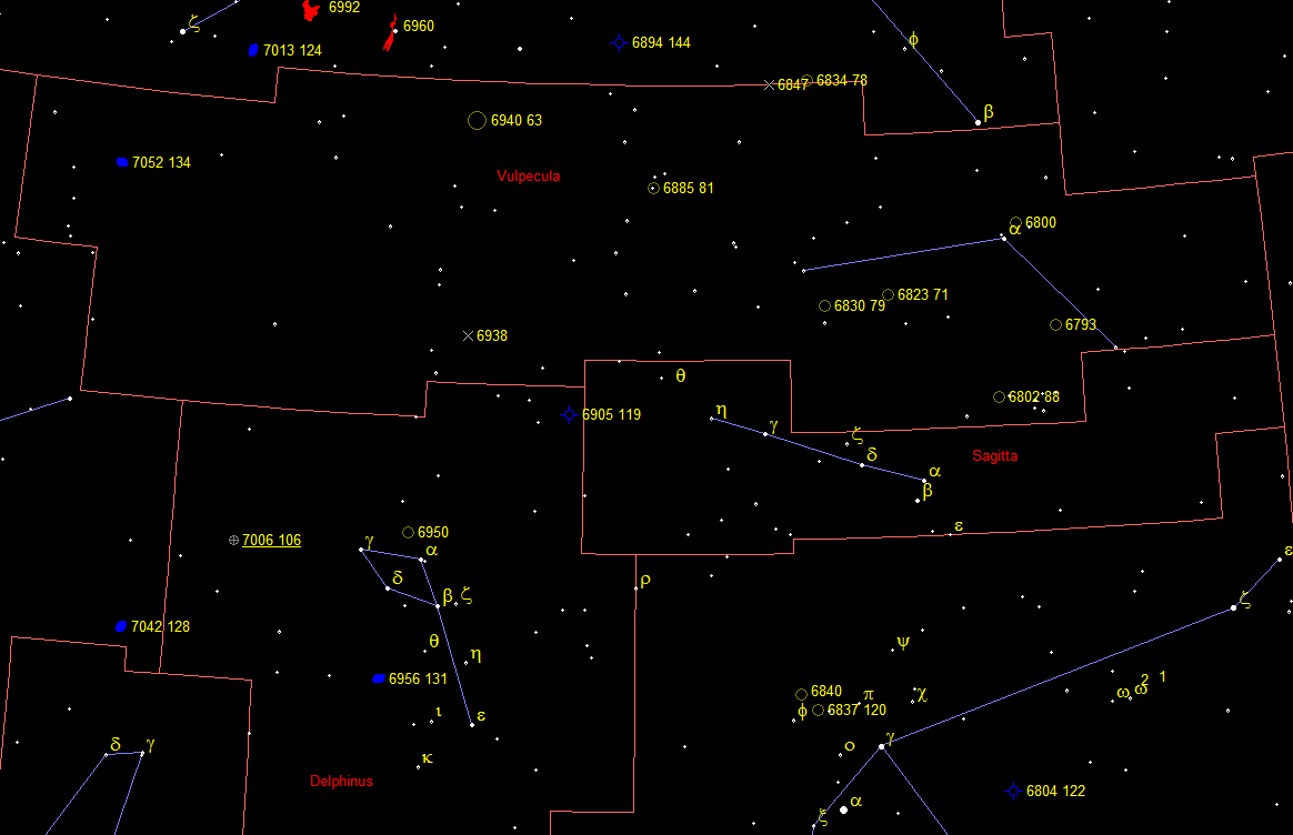 Oggetti di Herschel 2500 nella costellazione Vulpecula